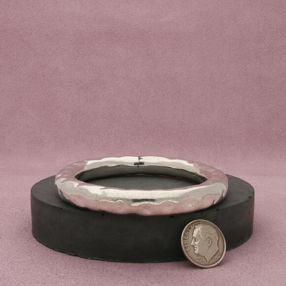 taxco mexico sterling silver vintage hammered bangle bracelet size 7.25in - Picture 2 of 3